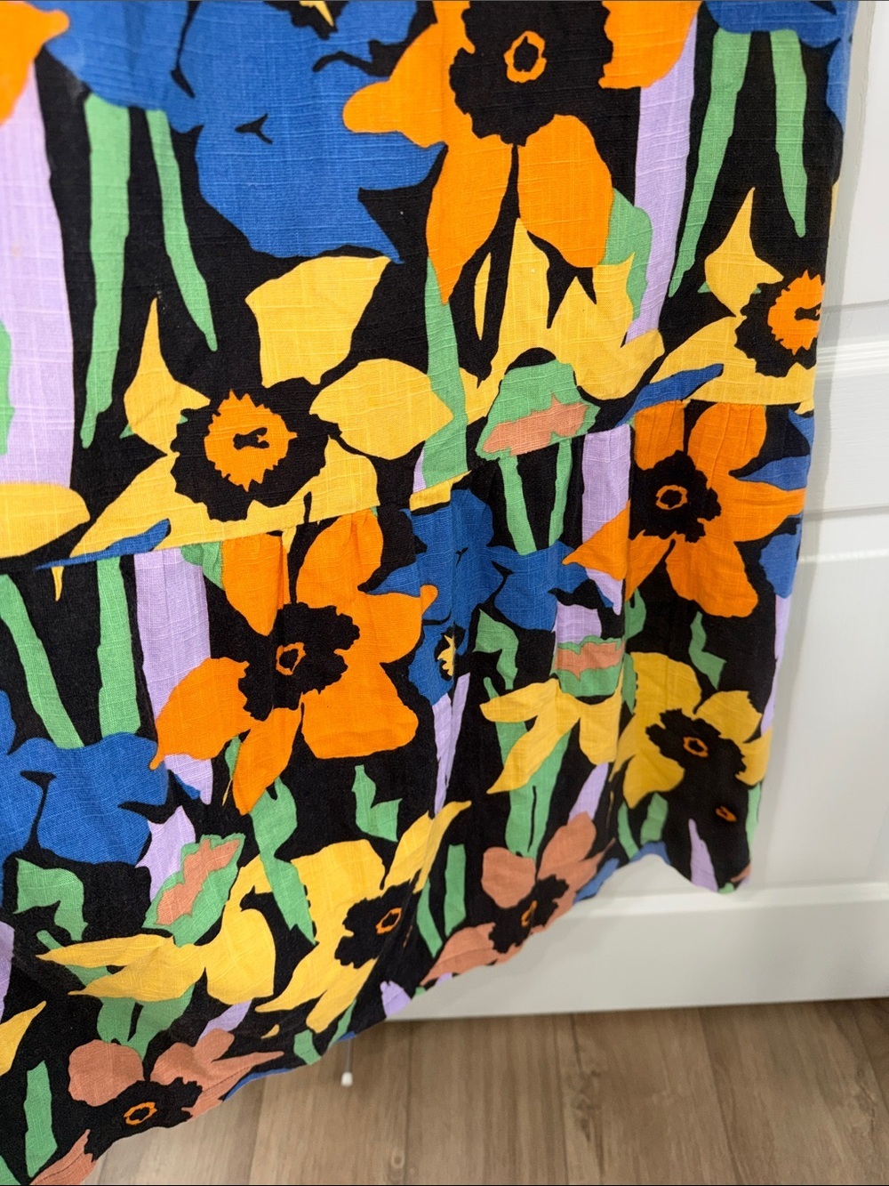 Roxy "Waiting Line" midi dress Multicolor Floral black , Yellow, Blue & Green XS - Picture 4 of 8